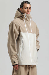 Men's Khaki & White Face Vent Asym-Zip Waterproof Insulated Snow Jacket